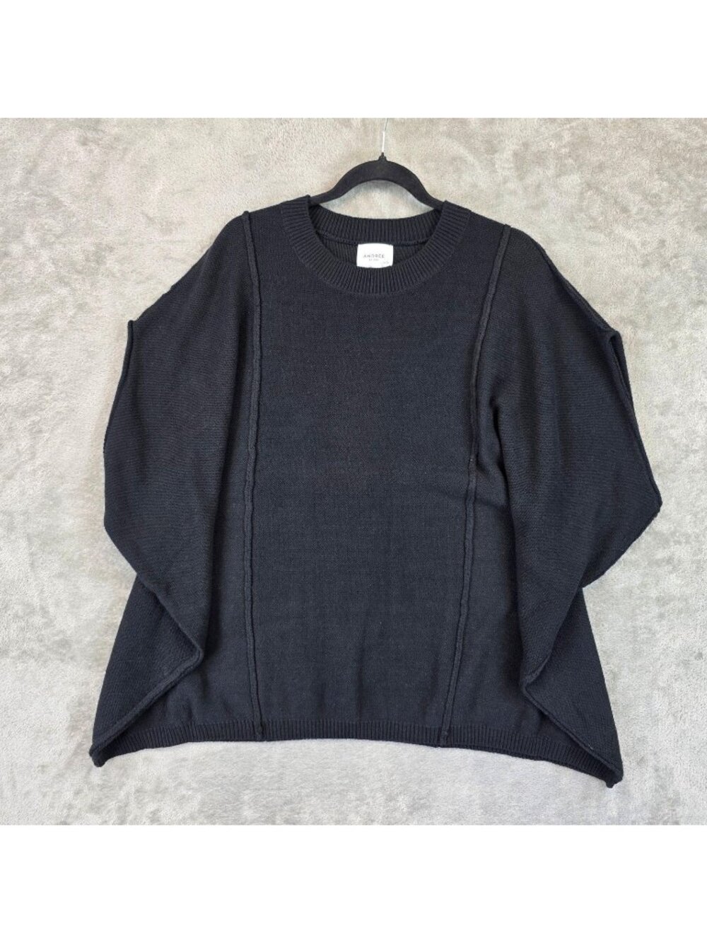 Andrée By Unit Sweater Cape Womens Plus 2X/3X Black Knit Oversized Poncho